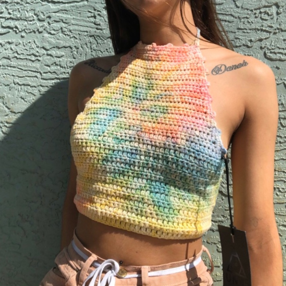 ✨UNIF✨Rainbow Tie Dye Halter Top